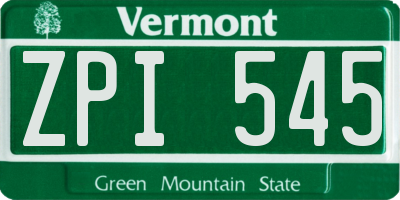 VT license plate ZPI545