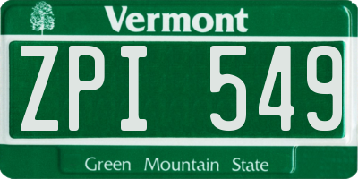 VT license plate ZPI549