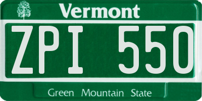VT license plate ZPI550