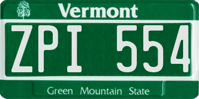 VT license plate ZPI554