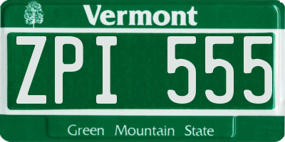 VT license plate ZPI555