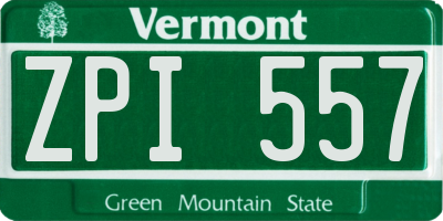 VT license plate ZPI557