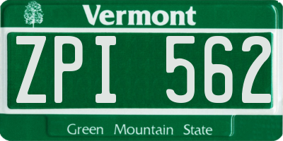 VT license plate ZPI562