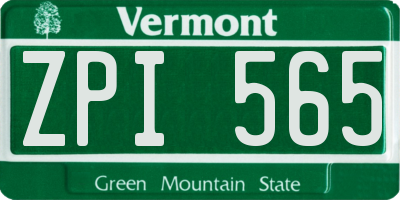 VT license plate ZPI565