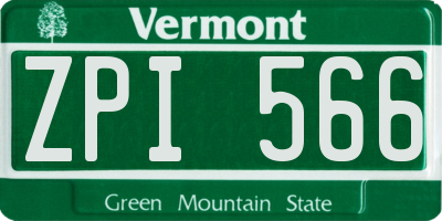 VT license plate ZPI566
