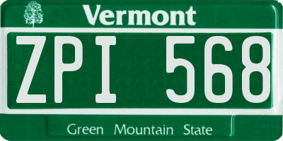 VT license plate ZPI568