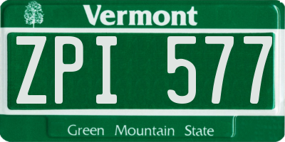 VT license plate ZPI577