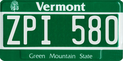 VT license plate ZPI580