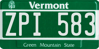 VT license plate ZPI583