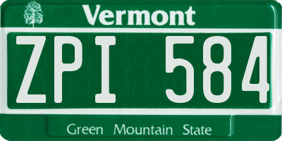 VT license plate ZPI584