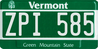VT license plate ZPI585