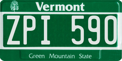 VT license plate ZPI590