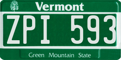 VT license plate ZPI593