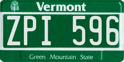 VT license plate ZPI596