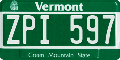 VT license plate ZPI597