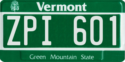 VT license plate ZPI601