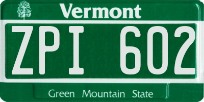 VT license plate ZPI602