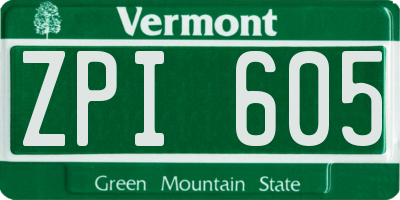 VT license plate ZPI605