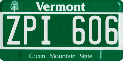 VT license plate ZPI606