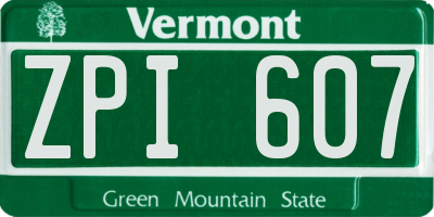 VT license plate ZPI607