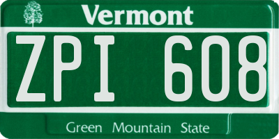 VT license plate ZPI608