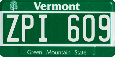 VT license plate ZPI609