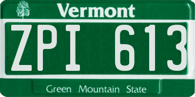 VT license plate ZPI613