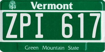 VT license plate ZPI617