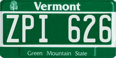 VT license plate ZPI626