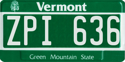 VT license plate ZPI636