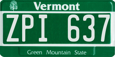 VT license plate ZPI637