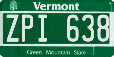 VT license plate ZPI638