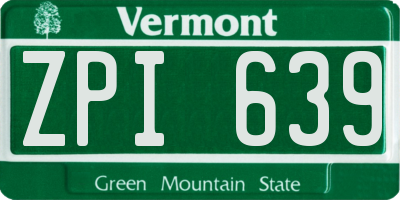 VT license plate ZPI639