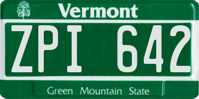 VT license plate ZPI642