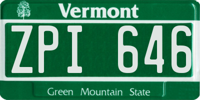 VT license plate ZPI646