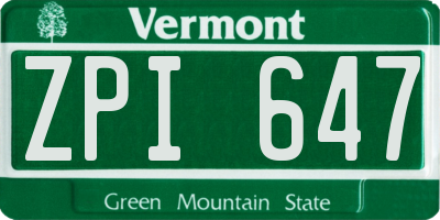 VT license plate ZPI647