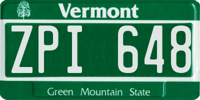 VT license plate ZPI648