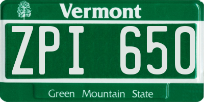 VT license plate ZPI650