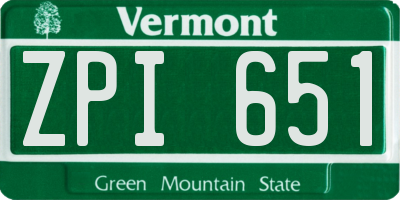 VT license plate ZPI651