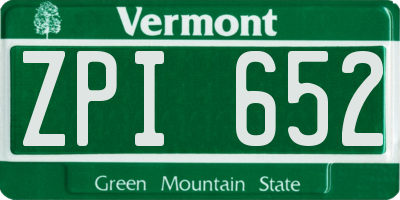 VT license plate ZPI652