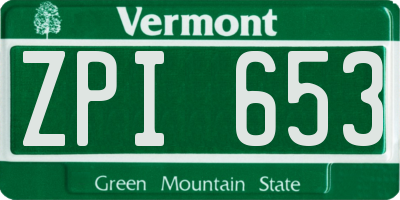 VT license plate ZPI653