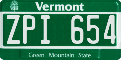 VT license plate ZPI654