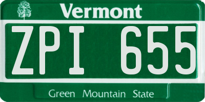 VT license plate ZPI655