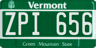 VT license plate ZPI656