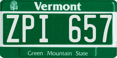 VT license plate ZPI657