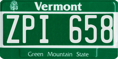 VT license plate ZPI658
