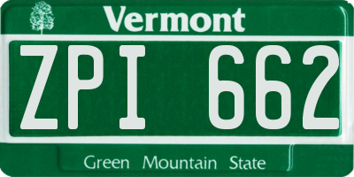 VT license plate ZPI662