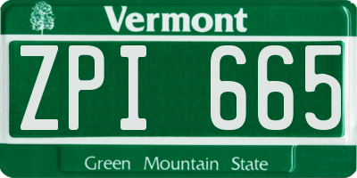 VT license plate ZPI665