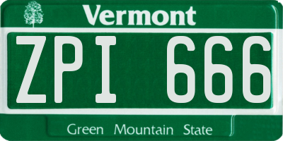 VT license plate ZPI666