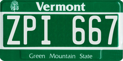VT license plate ZPI667